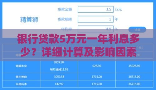 银行贷款5万元一年利息多少？详细计算及影响因素解析