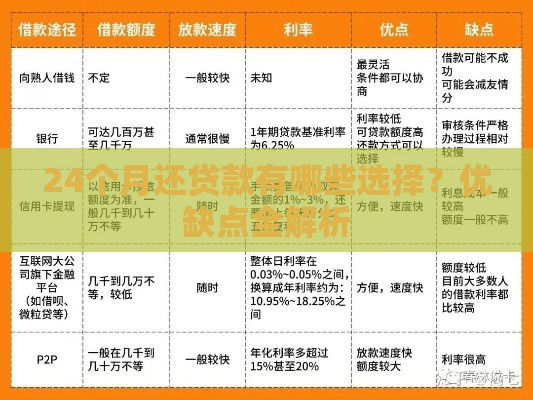 24个月还贷款有哪些选择？优缺点全解析