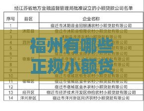 福州有哪些正规小额贷款公司?最新名单和申请指南 福州有哪些正规小额贷款公司?最新名单和申请指南