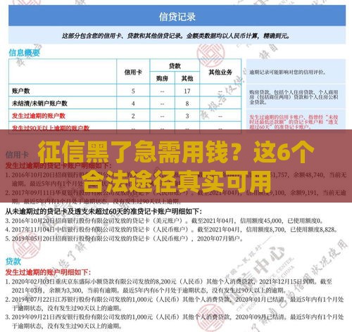 征信黑了急需用钱？这6个合法途径真实可用
