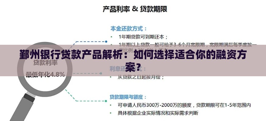 鄞州银行贷款产品解析：如何选择适合你的融资方案？