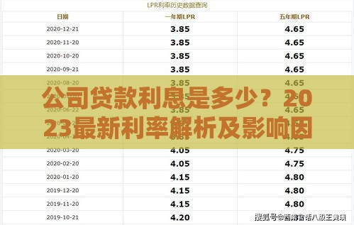 公司贷款利息是多少？2023最新利率解析及影响因素