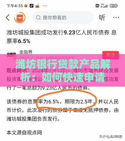 潍坊银行贷款产品解析：如何快速申请低息资金