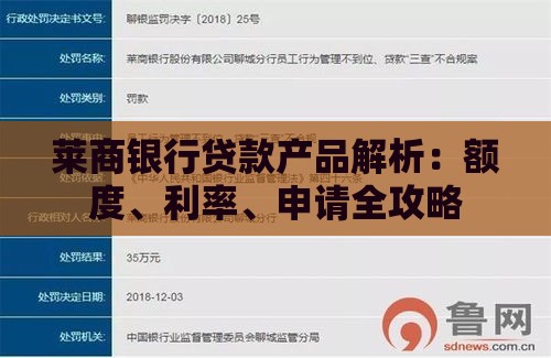 莱商银行贷款产品解析：额度、利率、申请全攻略