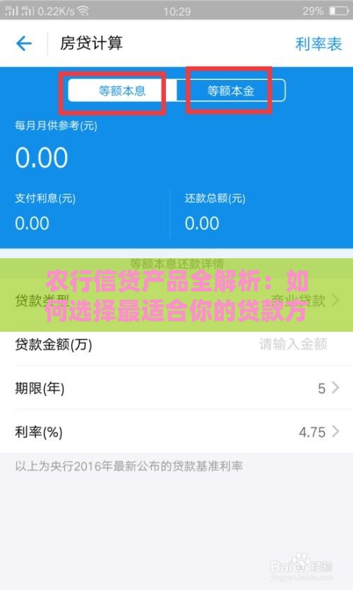 农行信贷产品全解析：如何选择最适合你的贷款方案？