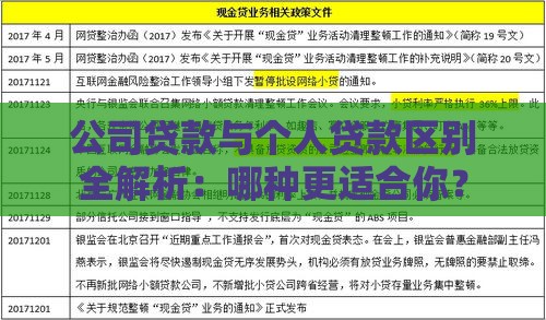公司贷款与个人贷款区别全解析：哪种更适合你？