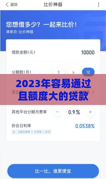 2023年容易通过且额度大的贷款软件推荐：正规平台实测对比