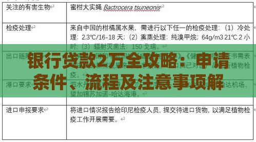 银行贷款2万全攻略：申请条件、流程及注意事项解析