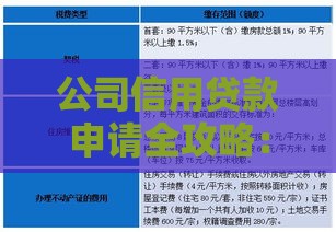公司信用贷款申请全攻略：条件、流程及避坑指南