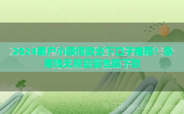 2024黑户小额借款必下口子推荐！急用钱无视征信也能下款