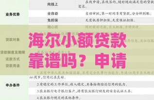 海尔小额贷款靠谱吗？申请条件、利息、流程全解析
