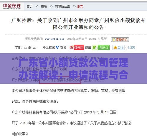 广东省小额贷款公司管理办法解读：申请流程与合规要点