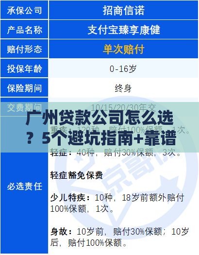 广州贷款公司怎么选？5个避坑指南+靠谱推荐