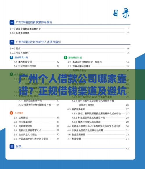 广州个人借款公司哪家靠谱？正规借钱渠道及避坑指南