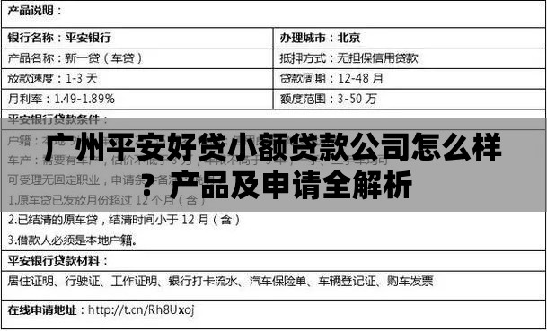 广州平安好贷小额贷款公司怎么样？产品及申请全解析