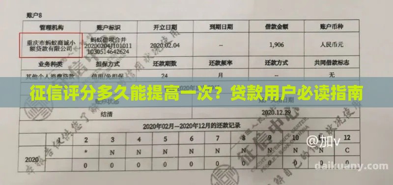 征信评分多久能提高一次？贷款用户必读指南
