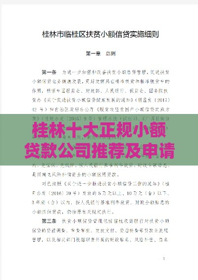 桂林十大正规小额贷款公司推荐及申请攻略