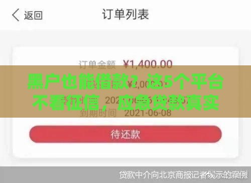 黑户也能借款?这5个平台不看征信,应急贷款真实推荐 黑户也能借款?这5个平台不看征信,应急贷款真实推荐