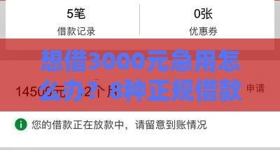 想借3000元急用怎么办？8种正规借款方法快速到账