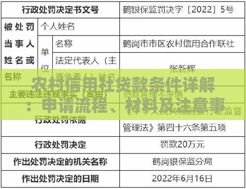 农村信用社贷款条件详解：申请流程、材料及注意事项