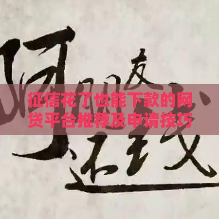 征信花了也能下款的网贷平台推荐及申请技巧