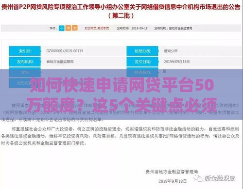 如何快速申请网贷平台50万额度？这5个关键点必须掌握！