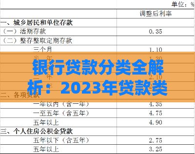银行贷款分类全解析：2023年贷款类型选择指南