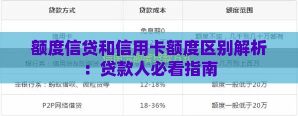 额度信贷和信用卡额度区别解析：贷款人必看指南
