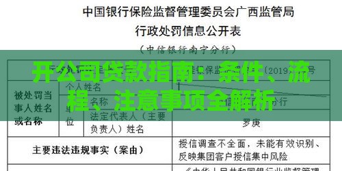 开公司贷款指南：条件、流程、注意事项全解析