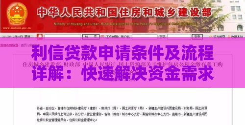 利信贷款申请条件及流程详解：快速解决资金需求