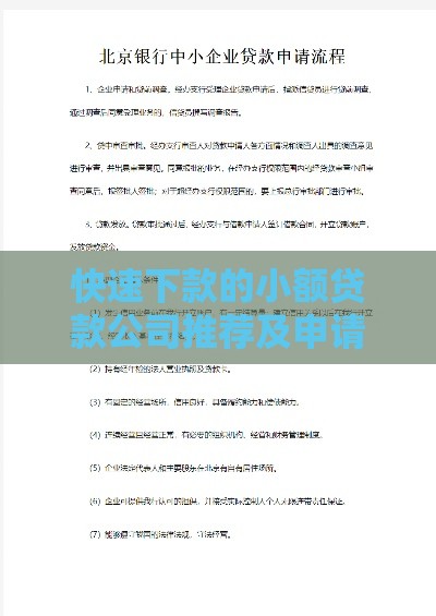 快速下款的小额贷款公司推荐及申请指南 快速下款的小额贷款公司推荐及申请指南