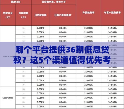哪个平台提供36期低息贷款？这5个渠道值得优先考虑