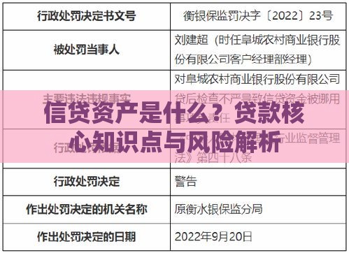 信贷资产是什么？贷款核心知识点与风险解析