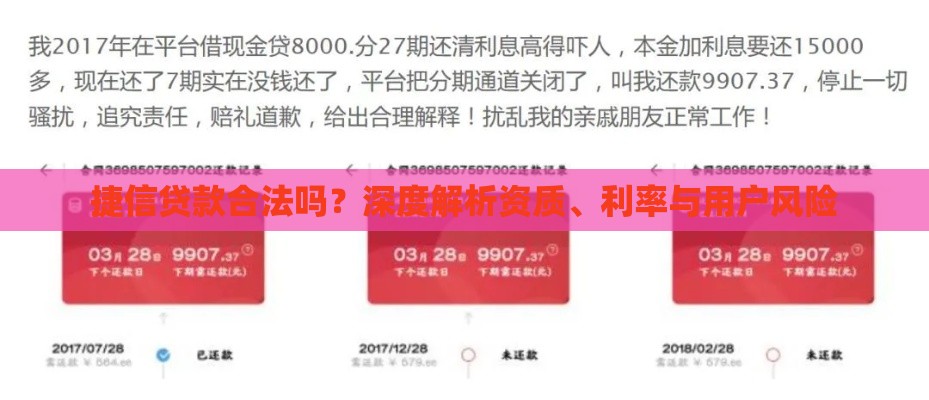 捷信贷款合法吗？深度解析资质、利率与用户风险