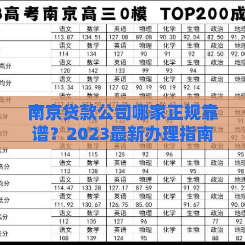 南京贷款公司哪家正规靠谱？2023最新办理指南