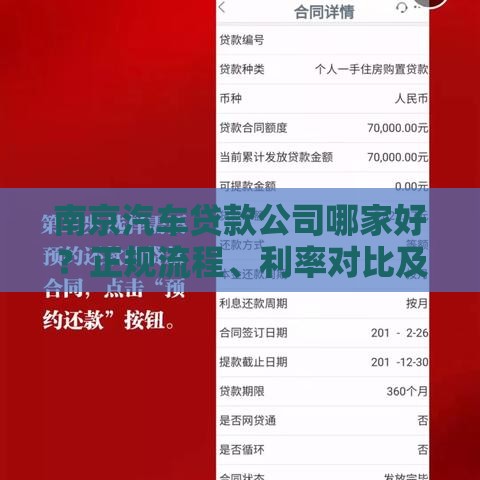 南京汽车贷款公司哪家好？正规流程、利率对比及注意事项