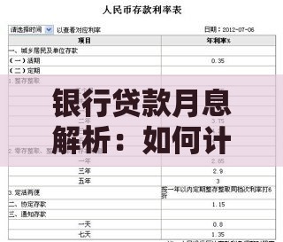 银行贷款月息解析：如何计算、影响因素及省息技巧