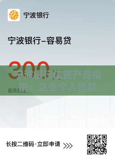 宁波银行信贷产品指南：企业个人贷款方案及申请条件解析