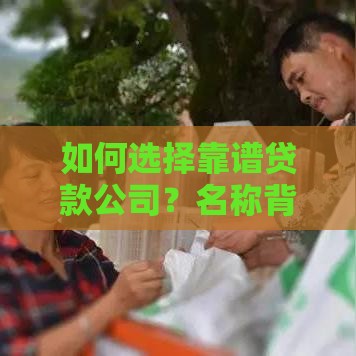 如何选择靠谱贷款公司？名称背后的门道解析
