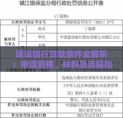 建设银行贷款条件全解析：申请资格、材料及流程指南