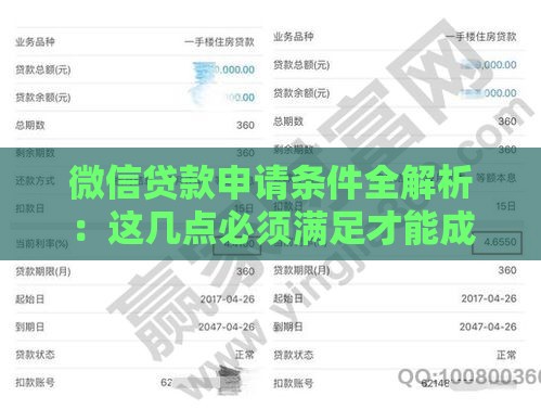 微信贷款申请条件全解析：这几点必须满足才能成功放款