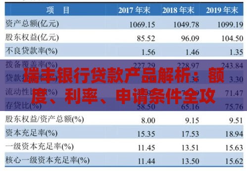 瑞丰银行贷款产品解析：额度、利率、申请条件全攻略