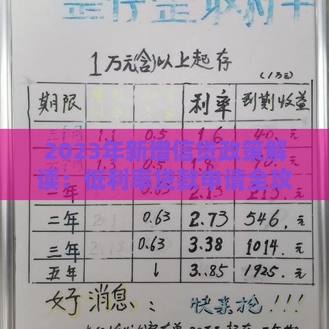 2023年新增信贷政策解读：低利率贷款申请全攻略