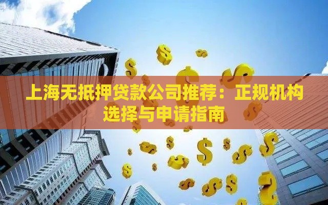 上海无抵押贷款公司推荐：正规机构选择与申请指南