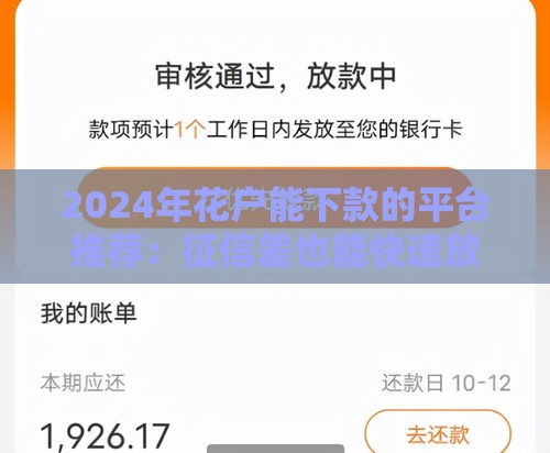2024年花户能下款的平台推荐：征信差也能快速放款