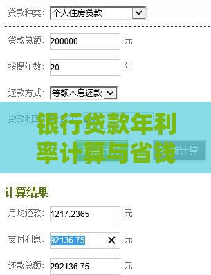 银行贷款年利率计算与省钱选择全攻略