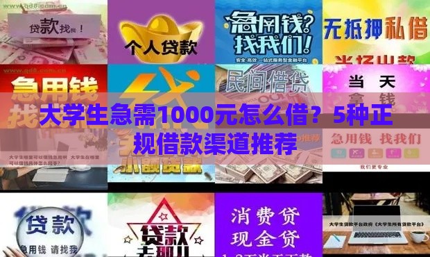 大学生急需1000元怎么借？5种正规借款渠道推荐