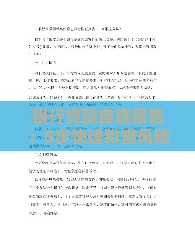 银行贷款自查报告：5步快速排查风险与隐患