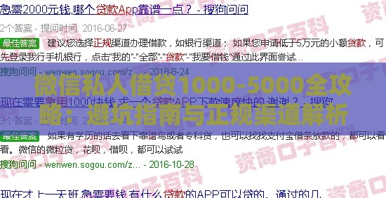 微信私人借贷1000-5000全攻略：避坑指南与正规渠道解析