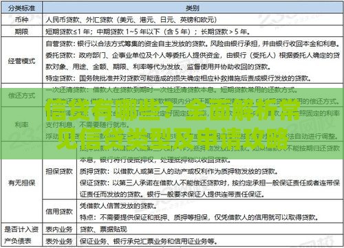 信贷有哪些？全面解析常见信贷类型及申请攻略